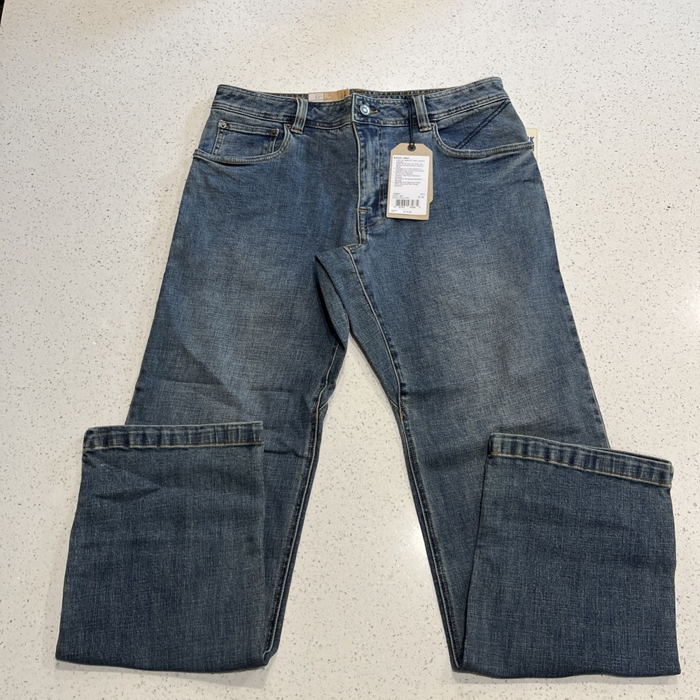 Prana Axiom Straight Leg Jean Men's Size 32/32‎ Antique Stone Wash, New